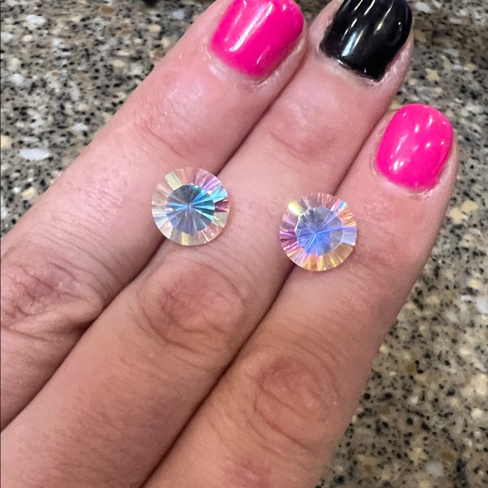 Set 2pcs Iridescent Rainbow Aurora Unicorn Round Unidentified Loose Gemstones - Picture 17 of 17